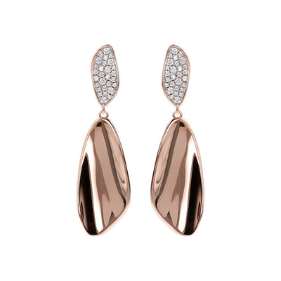 Bronzallure Leaf Earrings Cubic Zirconia