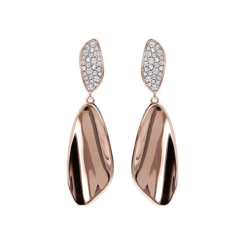 Bronzallure Leaf Earrings Cubic Zirconia