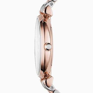 Emporio Armani Womens Two Tone Grey Dial Watch with Crystal Accents AR1840