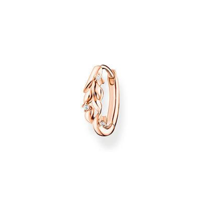 Thomas Sabo Single hoop earring leaves white stones rose gold