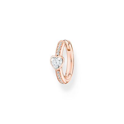 Thomas Sabo Single hoop earring with heart and white stones rose gold