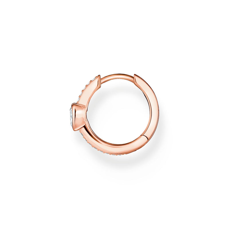 Thomas Sabo Single hoop earring with heart and white stones rose gold