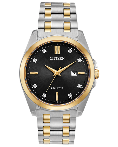 Citizen Corso Silver and Gold With Black Dial Dress Watch BM7107-50E