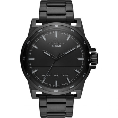 Diesel D-48 Three-Hand Black Stainless Steel Watch