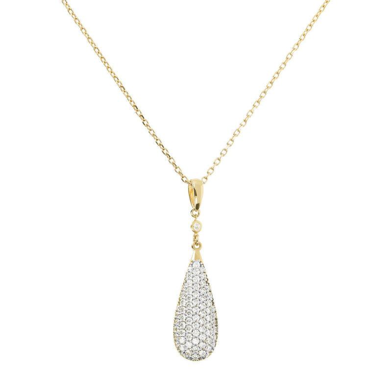 Bronzallure Pave Drop Golden Pendant Necklace