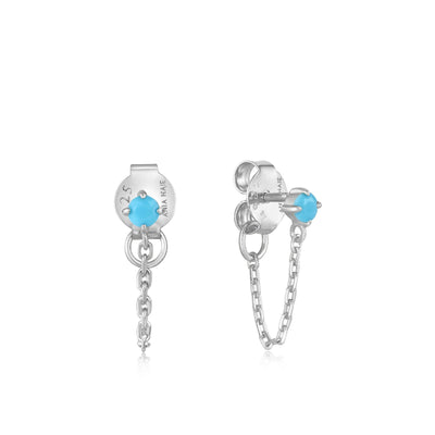 Ania Haie Turquoise Chain Drop Silver Stud Earrings