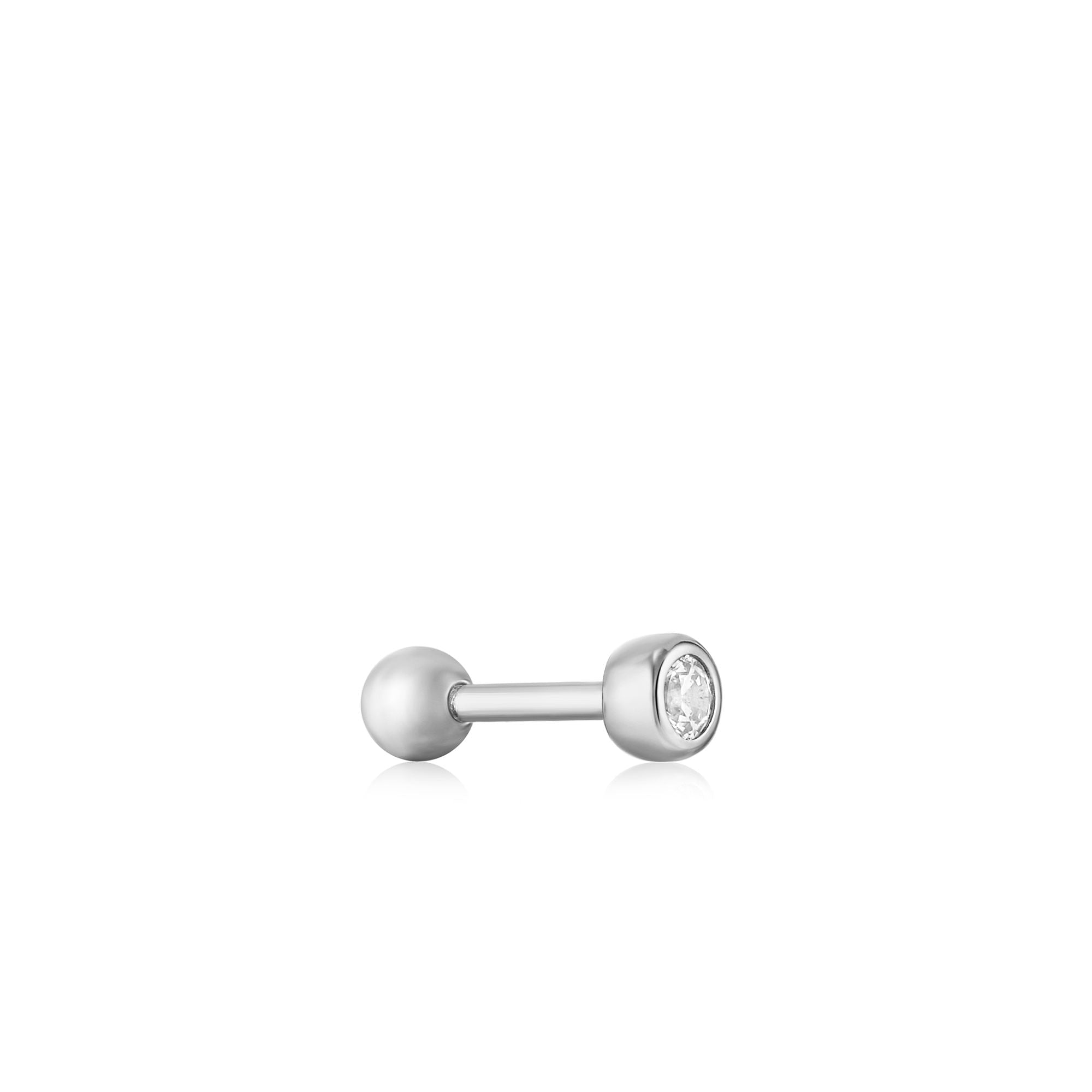 Ania Haie Silver Sparkle Bezel Barbell Single Earring