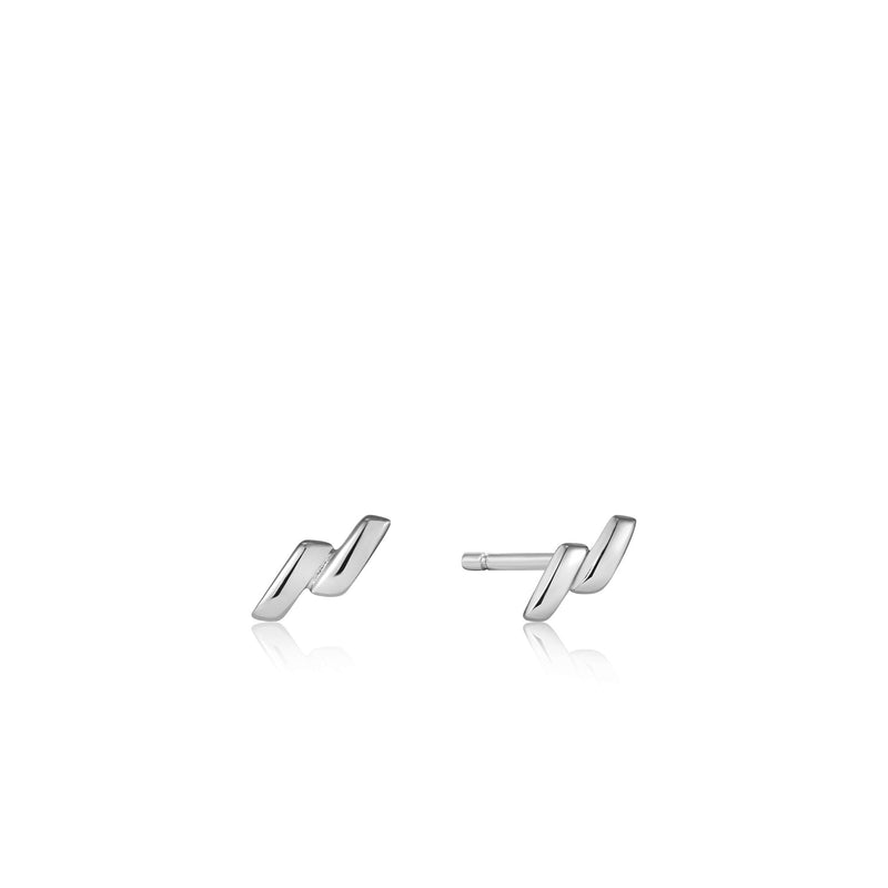 Ania Haie Silver Smooth Twist Stud Earrings