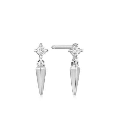 Ania Haie Silver Sparkle Spike Stud Earrings