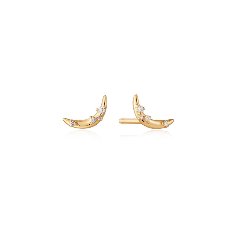 Ania Haie 14kt Gold Stargazer Natural Diamond Moon Stud Earrings