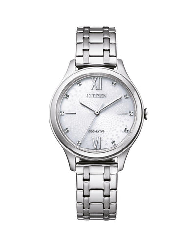 Citizen Dress White Patterned Dial Women's Watch EM0500-73A