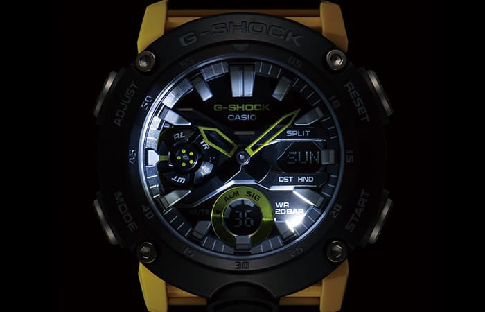 G Shock DUO Carbon Core Black and Yellow Mens Watch GA2000-1A9