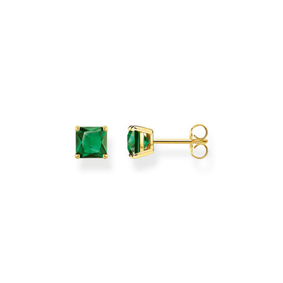 THOMAS SABO Ear studs green stone gold