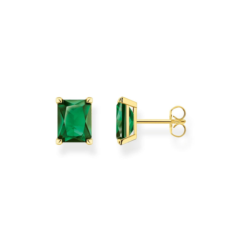 THOMAS SABO Ear studs green stone gold