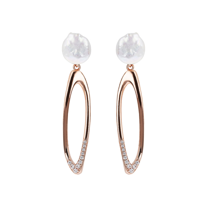 Bronzallure Hoop Earrings with Coin Pearls