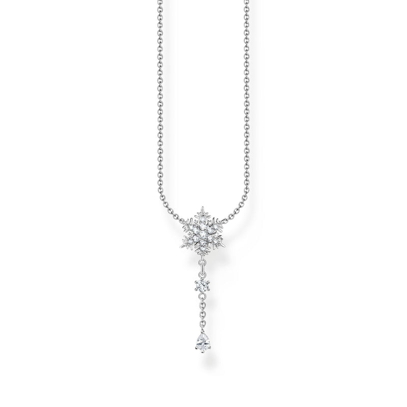 THOMAS SABO Necklace snowflake with white stones silver