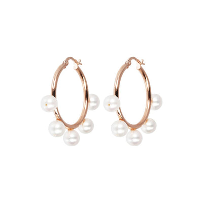 Bronzallure White Pearls Hoop Earrings