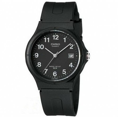 Casio Unisex Mw59-1Bv Black Resin Quartz Watch With Black Dial