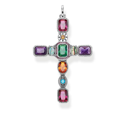 Thomas Sabo Pendant Cross Colourful Stones