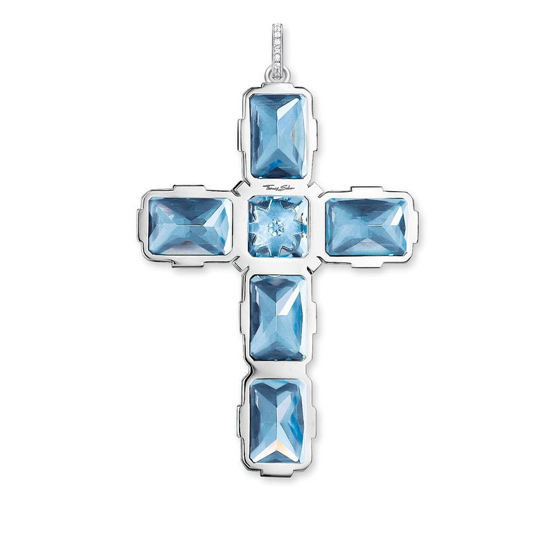 Thomas Sabo Pendant Cross Large Blue Stones With Star