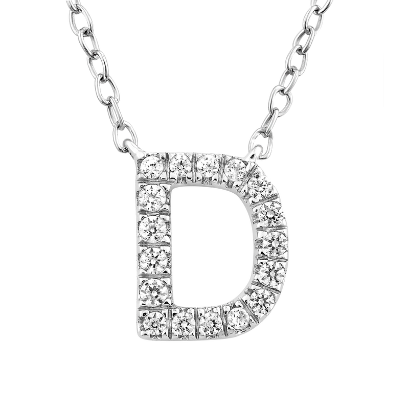 Initial 'D' Necklace with 0.09ct Diamonds in 9K White Gold