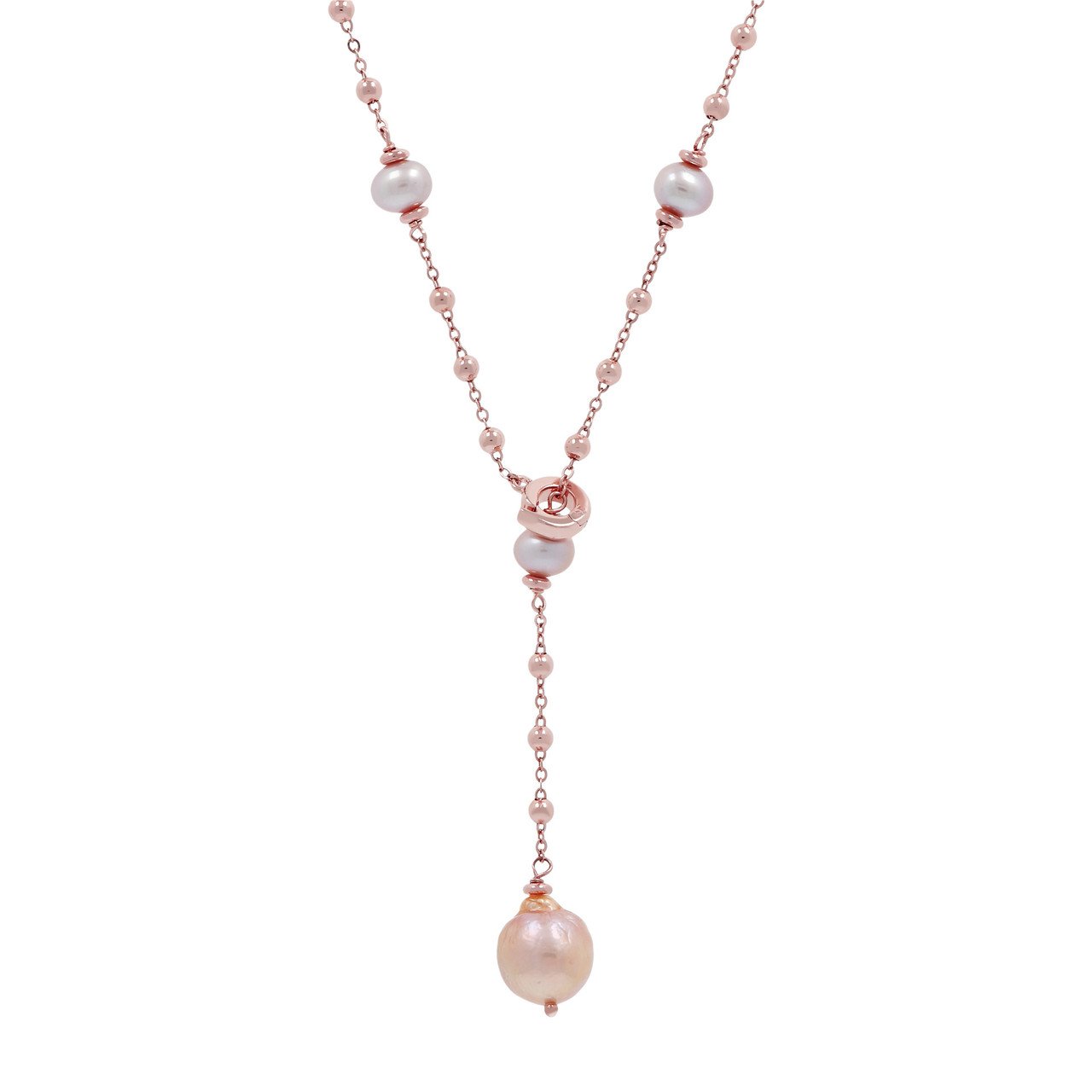 Bronzallure Pearl Lariat Necklace