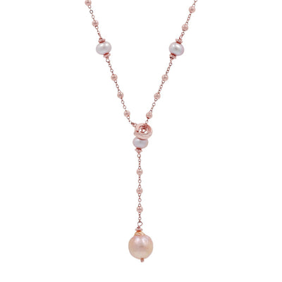 Bronzallure Pearl Lariat Necklace