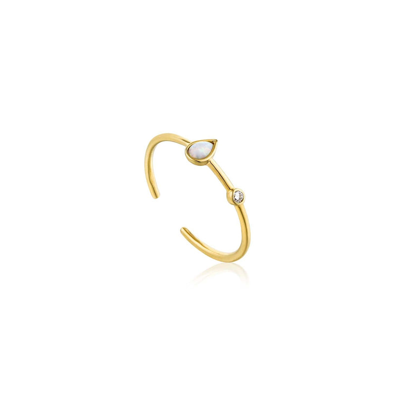 Ania Haie Opal Colour Raindrop Adjustable Ring - Gold