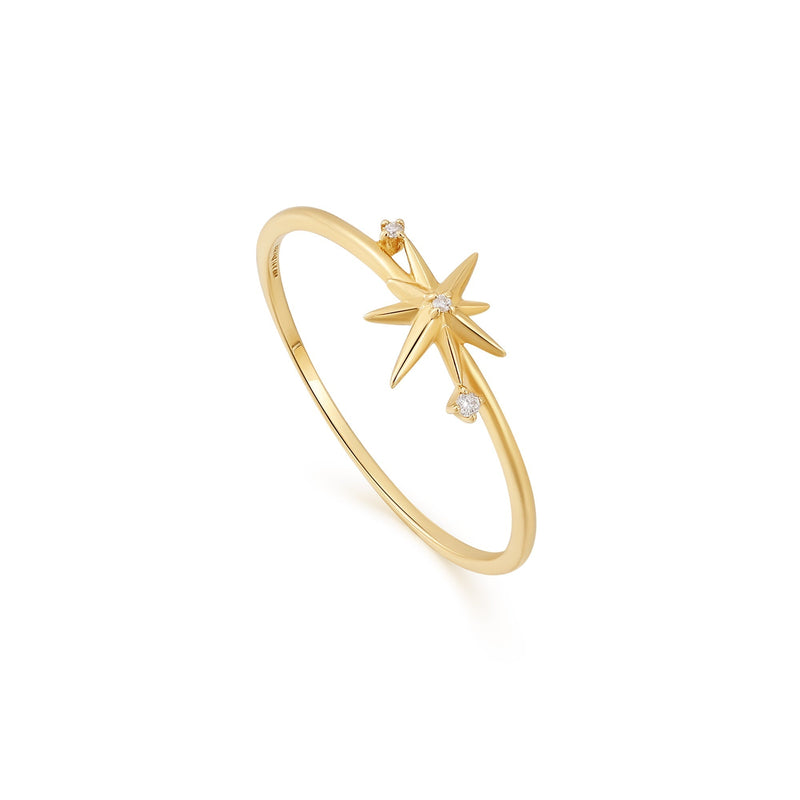 Ania Haie's Luxurious 14kt Gold Star Diamond Statement Ring