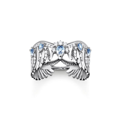 THOMAS SABO Ring phoenix wing with blue stones silver