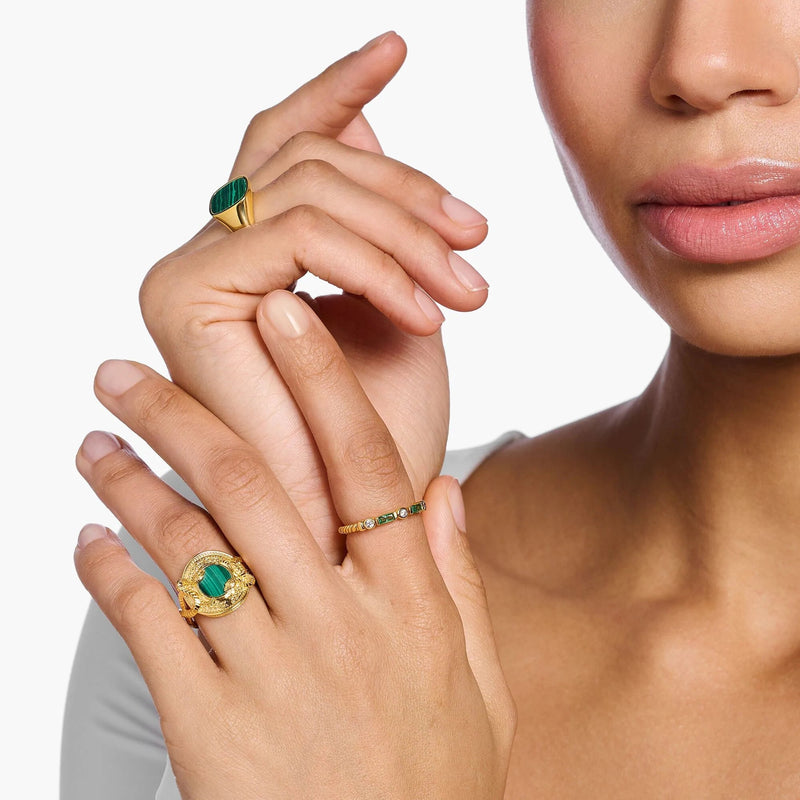 THOMAS SABO Green And Gold Band Ring