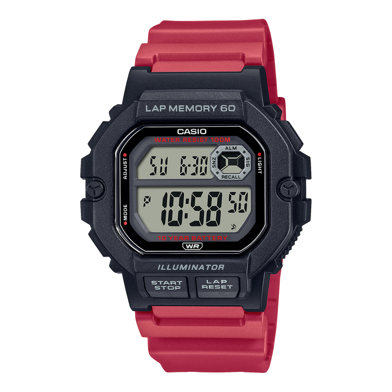 Casio Sports Gear Red Resin Band Watch WS1400H-4A