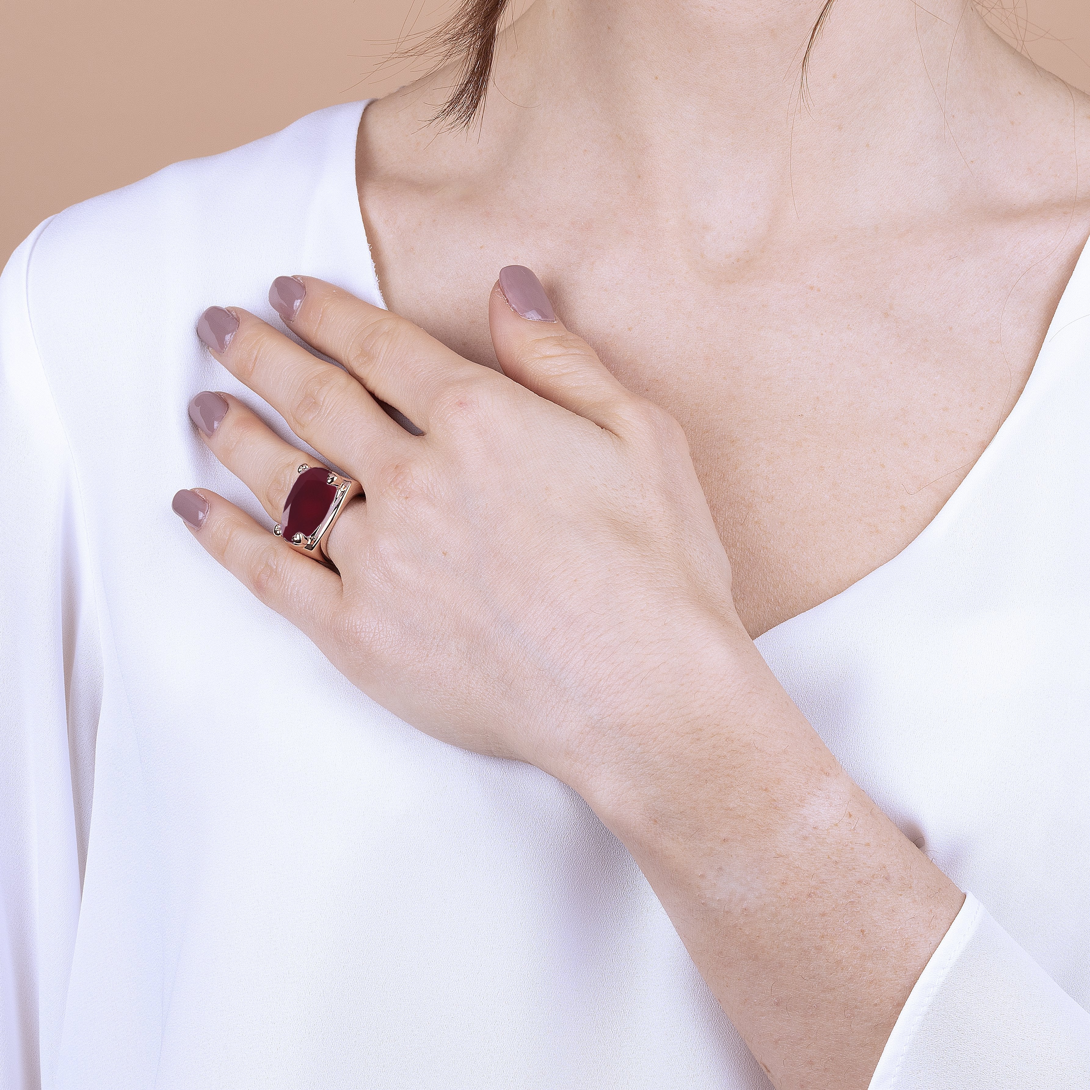 Bronzallure Romantic Plum Agate Ring