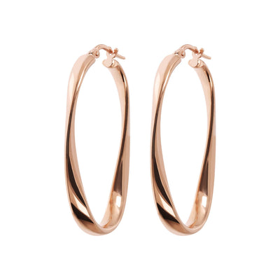 Bronzallure Twisted Rose Oval Hoop Earrings