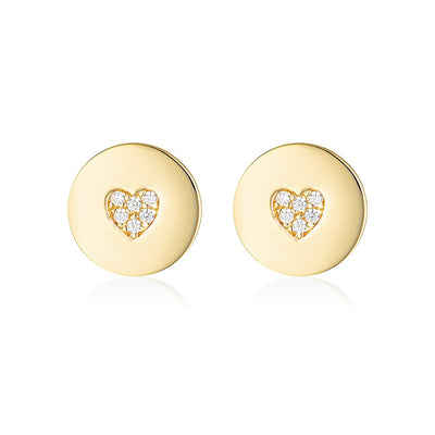 GEORGINI ROCK STAR HEART DISC GOLD EARRINGS