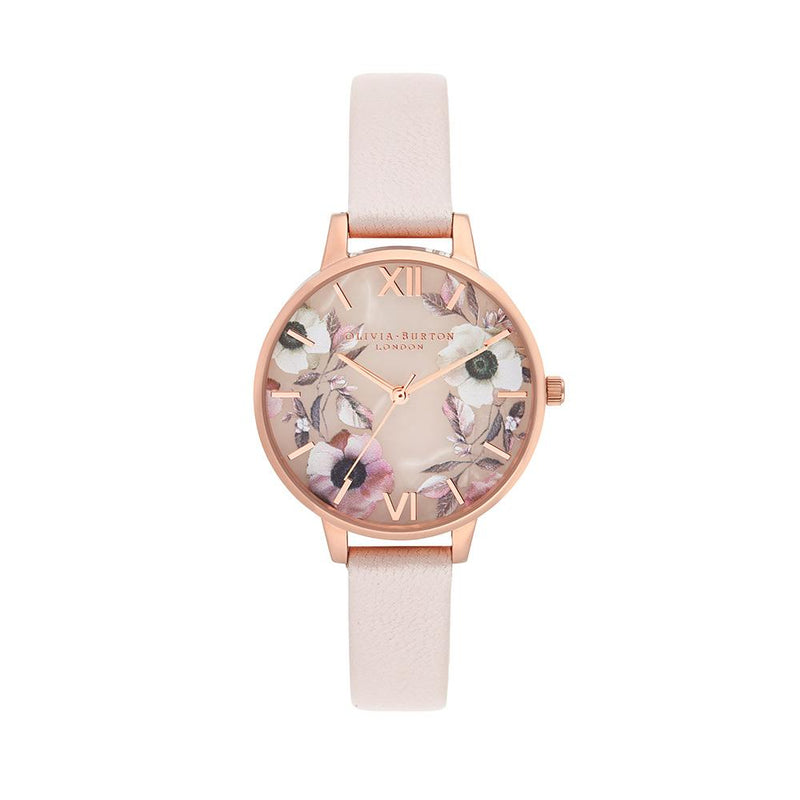 Olivia Burton Semi Precious Rose Gold Pearl Pink Watch - Rose Gold