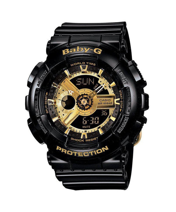 Baby-G "Compact Series" Black & Gold Analog-Digital BA110-1A