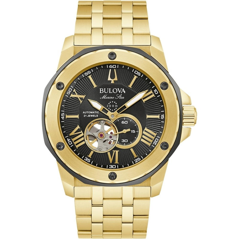 Bulova Marine Star Gold Stainless Steel Band Men's Watch 98A273