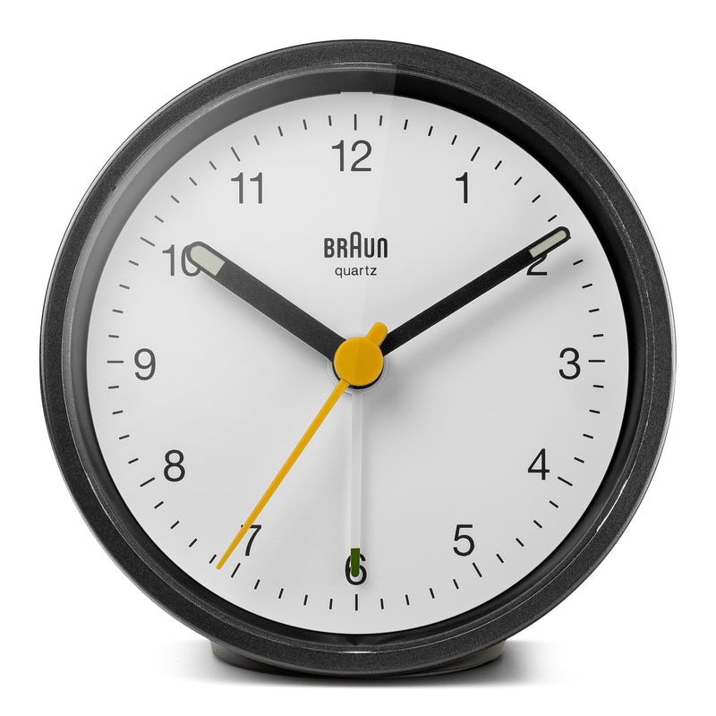 Braun Classic Analogue Alarm Clock Black and White BC12BW