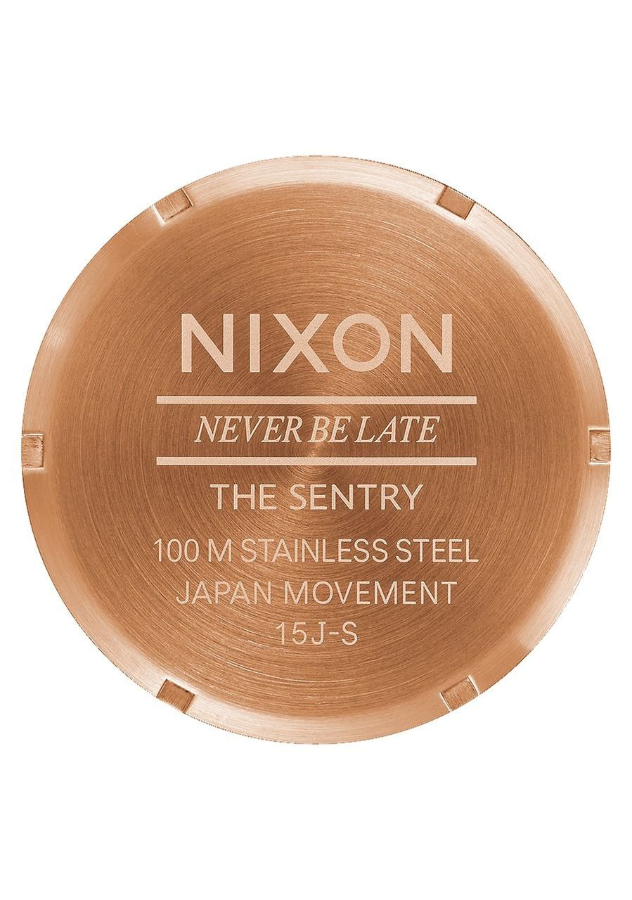 Nixon Sentry Leather Rose Gold / Gunmetal / Brown Mens Watch A1052001-00