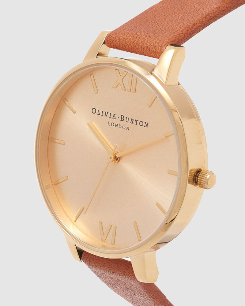 Olivia Burton Big Dial Gold Case Tan Watch Gold Watch Direct