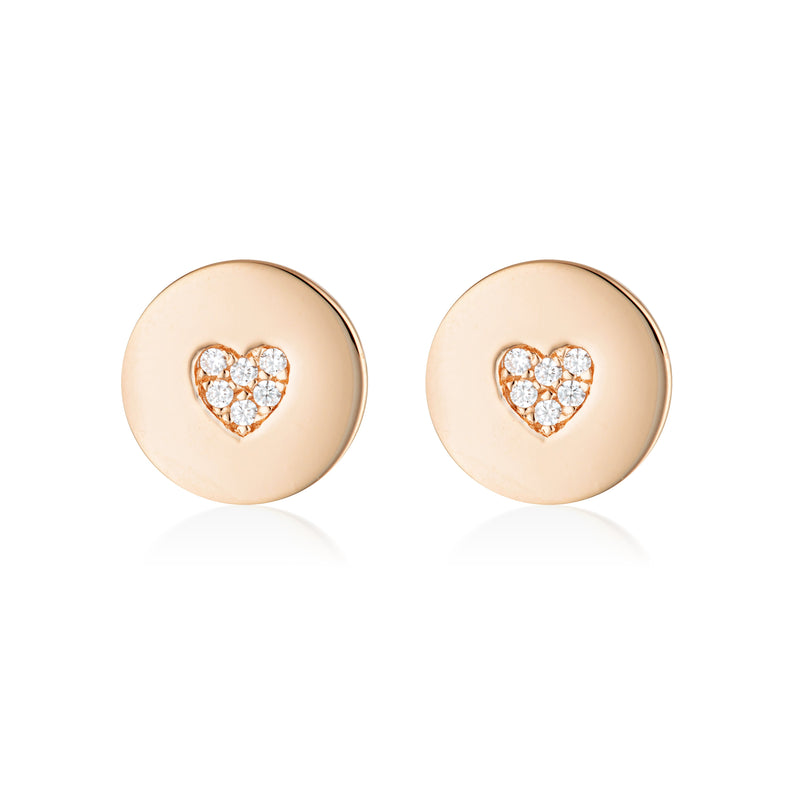 GEORGINI ROCK STAR HEART DISC ROSE GOLD EARRINGS