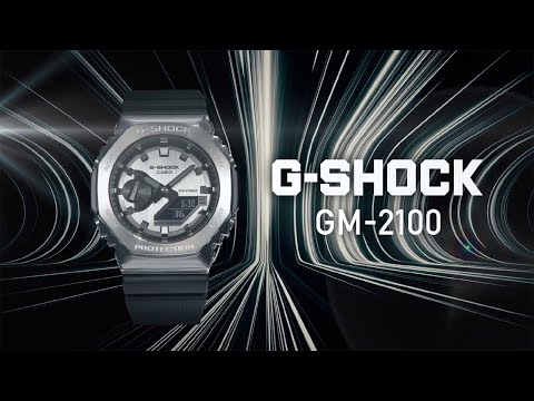 Metallic CasiOak G-Shock Watch GM2100-1A with Octagonal Design and Stainless Steel Bezel
