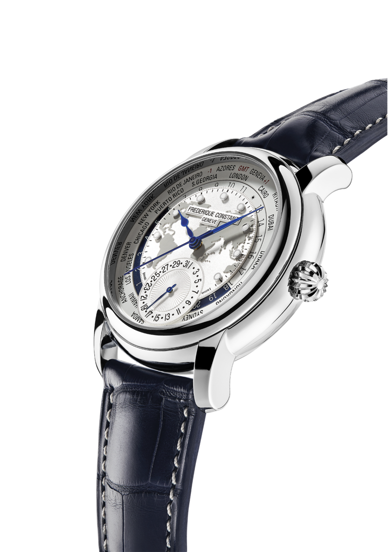Frederique Constant White Dial Worldtimer Automatic Watch FC-718WM4H6