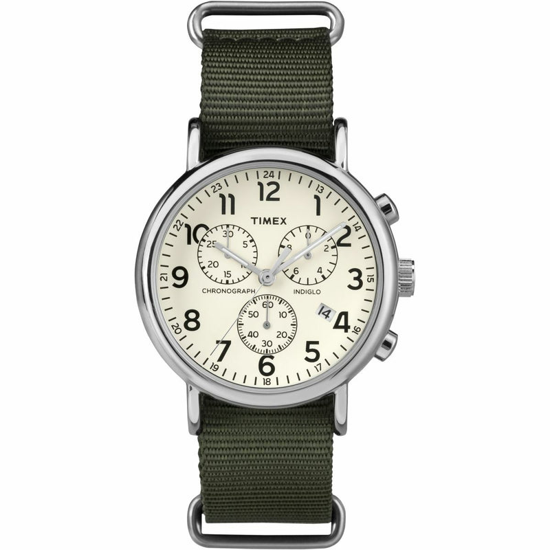 Timex Originals Tw2P71400 Weekender Slip Thru Green Chrono Watch