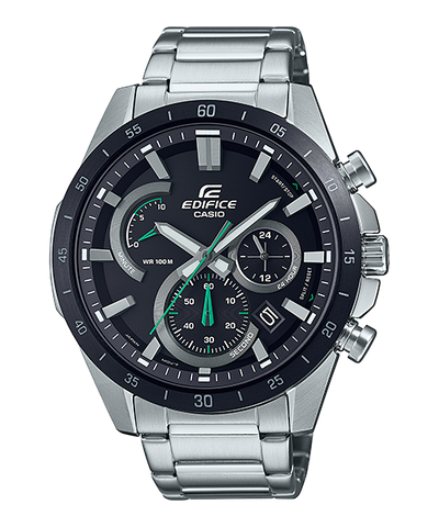 Casio Edifice Black with Green Dial Chronograph Metal Band Watch EFR573DB-1A