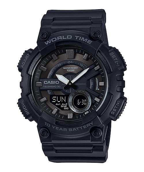 Casio Telememo World Time Alarm Digital Watch AEQ110W-1B