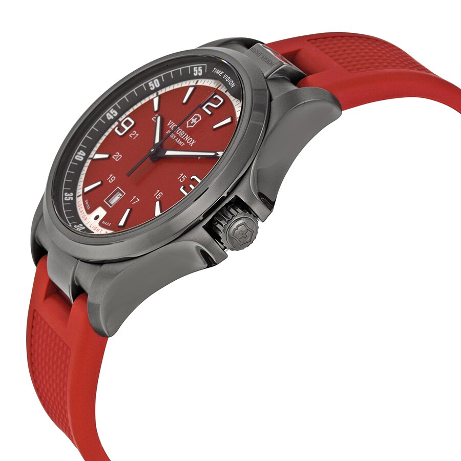 Victorinox 241717 Swiss Army Mens Night Vision Red Rubber Strap Watch Watch Direct