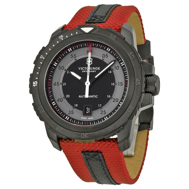 Victorinox Swiss Army Alpnach Mechanical Automatic Grey And Silver Dial Red Nylon Mens Watch