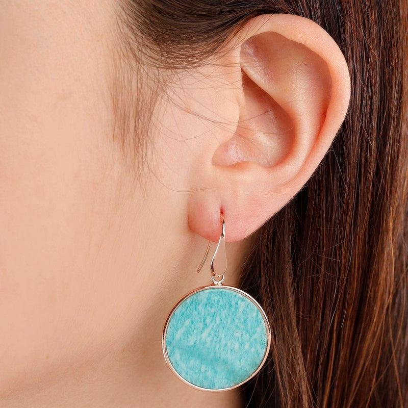 Bronzallure Big Disc Earrings With Natural Stones